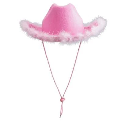 Sombrero de Vaquera con Pluma Esponjosa Novedad Vaquero Fiesta Disfraz Juego de Rol Gorra Sólida Foto 1 de 4