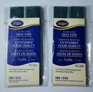  Menge 2 Wrights Deep Peacock 305-1235 Flexi-Spitze Saum Band ~ 0,75" x 3 Yd (6 Yd) ~ B - Bild 1 von 3