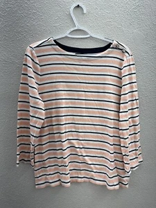 Womens Nautica Pink and White Striped 3/4 Sleeve Shirt Size XL - Picture 1 of 11