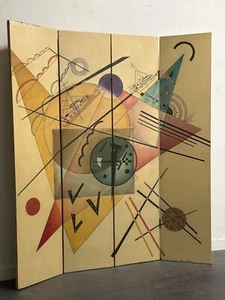 Vintage Wassily Kandinsky "Dream Motion" Room Divider Cast Resin 4 Panel 72x65" - Picture 1 of 18
