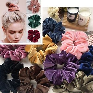 REAL VELVET Large thick strong Wide Scrunchies Hair Band Elastic Bobble UK