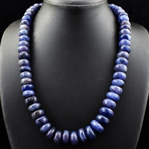 740.00 Cts Natural Round Shape Blue Iolite Unheated Beads Necklace NK03E175 (DG) - Picture 1 of 3