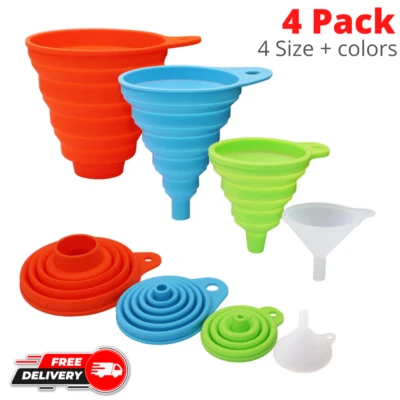 Упаковка из 4 силиконовых складных воронок для банок, большая консервная банка воронка с широким горлышком - Изображение 1 из 4