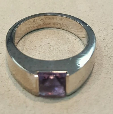 Anillo Cartier Tanque Amatista Oro 18K Talla 5.75 con Caja Original Minorista $3000 Foto 1 de 4