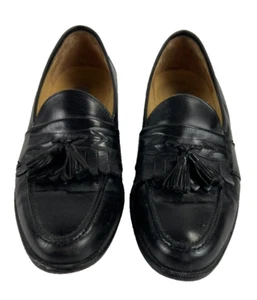 Johnston & Murphy Mens Black Leather Slip-On Tasseled Loafer Shoes Size 11M - Picture 1 of 9