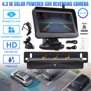 Wireless Monitor Solar License Plate Backup Camera for Car Reverse Rear View 4.3 - Picture 1 of 12