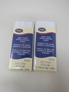Wrights (PC202) - Bias Tape, Wide Single Fold - White two packages - Picture 1 of 2
