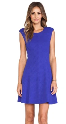 Vestido Rebecca Taylor Texturizado Ponte Calce y Acampanado Para Mujer Talla 4 Azul Clásico Foto 1 de 4