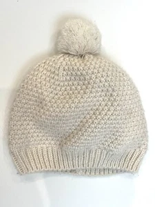Gorro Zara bebé talla 1-6 meses mezcla de algodón natural tejido pompón acento - Imagen 1 de 4
