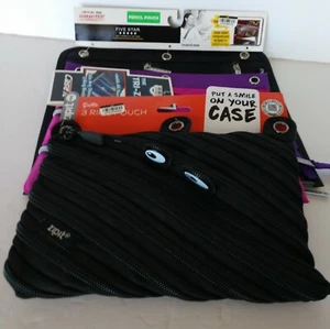 Pencil Pouch Combo Pack , Zipper Pencil Cases , Black Pink , School Supplies NWT - Picture 1 of 12