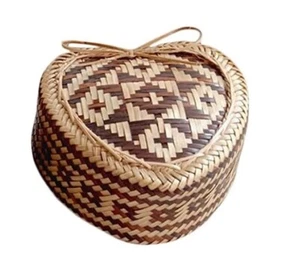 Thai Sticky Rice Heart Shape Bamboo Basket Handmade Steamers Cookware - 5 inch - Picture 1 of 4