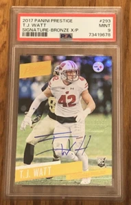 T.J. TJ Watt 2017 Panini Prestige XP BRONZE Rookie AUTOGRAPH SSP #d 9/10 - PSA 9 - Picture 1 of 3