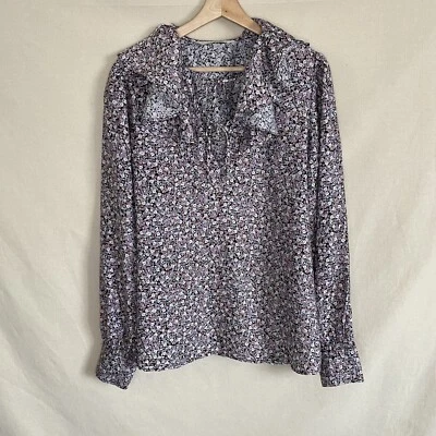 Blusa Floral H&M Ditsy 21" PTP Talla 12? Cuello acanalado estilo gasa ligero Foto 1 de 4