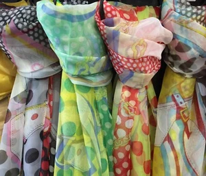Ladies Fashion Soft Floral Polka Dots Print Pattern Shawl Scarf Scarves Wrap - Picture 1 of 2