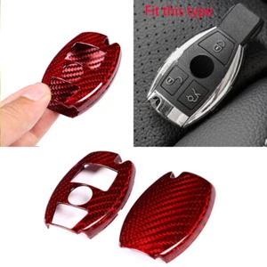 For Benz E S G A B C CLA CLS GLB Class Red Carbon Fiber Key Fob Shell Case Cover - Picture 1 of 9