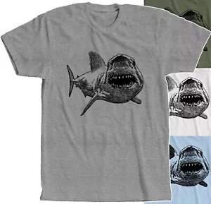 Great White Shark T-Shirt Tee 80s TV Cult Movie Horror Big Animal Predator Tee - Picture 1 of 14