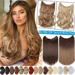 One Piece THICK Secret Wire No Clip In 100% as Remy Human Hair Extensions Real - Picture 1 of 44