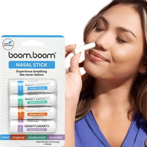 Boom Boom Nasal Stick (4 Pack) Enhances Breathing + Boosts Focus Essential Oils - Picture 1 of 8