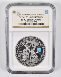 PF70UCAM 2011 Great Britain 5 Pounds Silver Olympics Countdown Piefort NGC *2009 - Picture 1 of 3