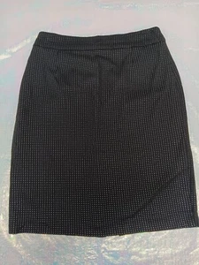 Calvin Klein Pencil Skirt Size 6 Black Small Dots Career Lined Below Knee Work - Picture 1 of 9