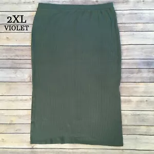 2XL VIOLET Midi Skirt LULAROE ~ OLIVE GREEN ~ Sizes 22-24; SOFT STRETCHY KNIT - Picture 1 of 7