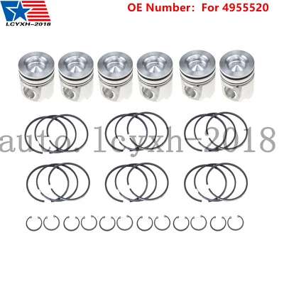 6X Juegos de anillos de pistón y pistón STD para Dodge Ram 6,7 L Cummins 07-19 107 mm 4955520 Foto 1 de 4