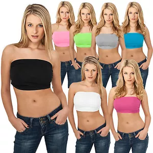 URBAN CLASSICS DAMEN LADIES BANDEAU TOP SHIRT TANKTOP STRETCH XS - XL - Bild 1 von 9