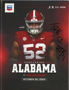Tyler Booker signiertes Auto UA Alabama Crimson Tide Football 2024 Programm CFP mit RTR - Bild 1 von 1