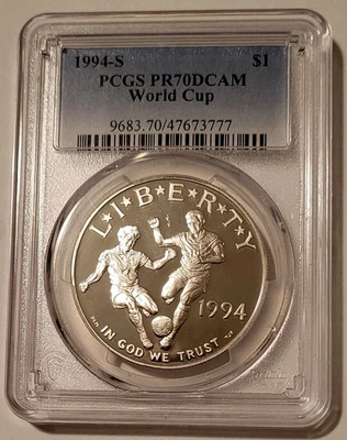 1994 S World Cup Commemorative Silver Dollar Proof PR70 DCAM PCGS* - Image 1 of 2
