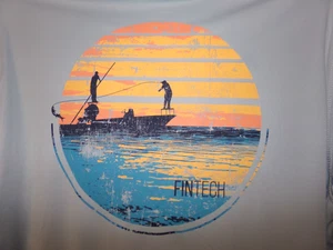 Fintech Fishing Hooks Long Sleeve Performance T-Shirt Men's XL Gray - Picture 1 of 3