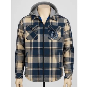 NFL Indianapolis Colts Jacke Kapuze gesteppt Flanell blau kariert Gr. M G-III Neu mit Etikett - Bild 1 von 10