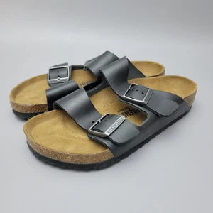 Sandalias planas de cuero para mujer Birkenstock Arizona negras 38/8 EE. UU. - Imagen 1 de 11