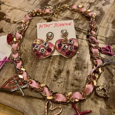 Betsey Johnson XO Necklace and Earring set - Image 1 of 4