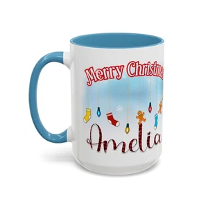 Merry Christmas Hanging Ornaments Custom Mug | Personalized Accent Coffee Mug - Picture 1 of 25
