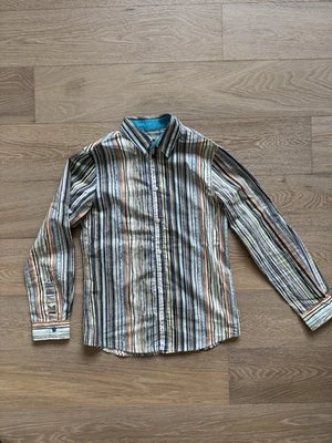 Camisa Paul Smith Júnior Listrada Azul Manga Longa Tamanho 12 Mal Usada - Imagem 1 de 4