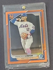 2024 Bowman Chrome Francisco Lindor Orange Refractor /25 NY Mets  - Bild 1 von 2