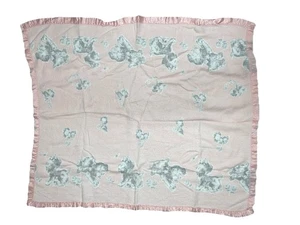 Vintage Babydecke Kinderzimmer Deko weiß Welpe Mädchen Satinbesatz Sicherheit - Bild 1 von 8