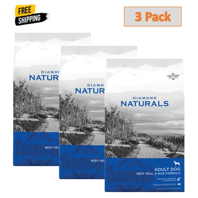 3 Pack,Diamond Naturals Adult Dog Beef Meal & Rice Formula Dry,40 lb Bag - Image 1 of 4