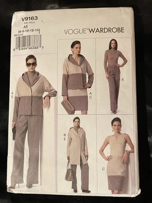 Vogue V9163 Hooded Jacket, Contrast Band Skirt & Straight Leg Pants Sz 6-14 UC - Image 1 of 2