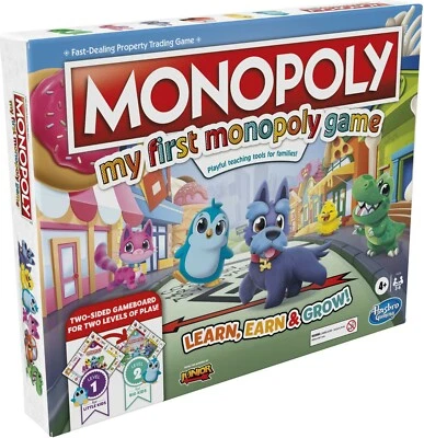 MY FIRST MONOPOLY BOARD GAME             LEARN EARN GROW AGES 4+ - Image 1 of 4