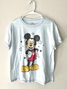 Mickey Mouse Disney Tee T-Shirt Blue Short Sleeve Crew Neck Juniors XL - Picture 1 of 8