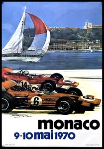 1970 - (1980ca) * Poster Originale "Michael Turner - Grand Prix de Monaco 1970" - Foto 1 di 5