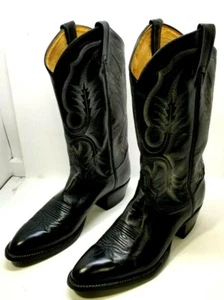 Tony Lama Botas Vaqueras Western Serie Dominion Talla 9D Cuero Negro (G22C - Imagen 1 de 5