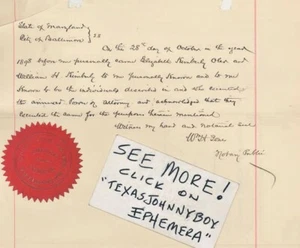 1898 Baltimore Maryland POWER of ATTORNEY WILLIAM JONES GEORGE ELIZABET KIMBERLY - Picture 1 of 1