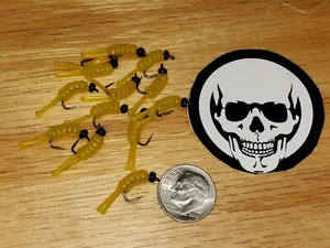 12 - #12 BH Rubber Beetle Tail Grub FL Yellow Wet Fly Trout, Crappie, Panfish - Picture 1 of 1