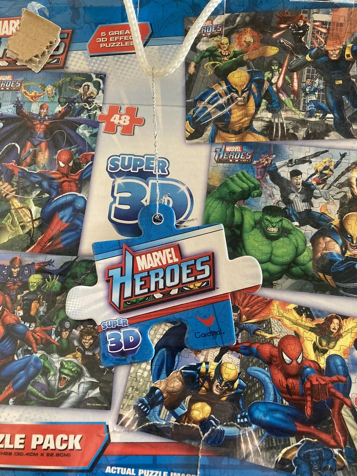 Marvel Heroes Super 3D 5 Puzzle Pack Cardinal #25505 2012 NUEVA CAJA ABIERTA Foto 1 de 4