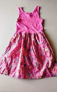 Gap Kids Floral Ribbed Tank Sundress Girls Size M 8 Pink Summer Dress Cotton - Picture 1 of 7