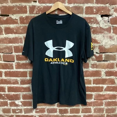 Oakland A's Shirt Mens XL Black Under Armour Heatgear Loose MLB Tee - Image 1 of 3