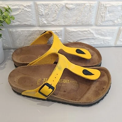 Womens BIRKENSTOCK Sandals KAIRO Thong Yellow Strap Size 4 / 37 Sliders Sandals - Image 1 of 4