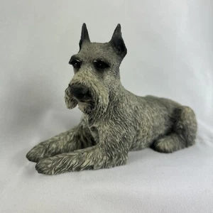 Schnauzer Dog Figurine Gray Laying Down 3.5”x5.5” Vintage 1988 Made In Italy - Picture 1 of 9